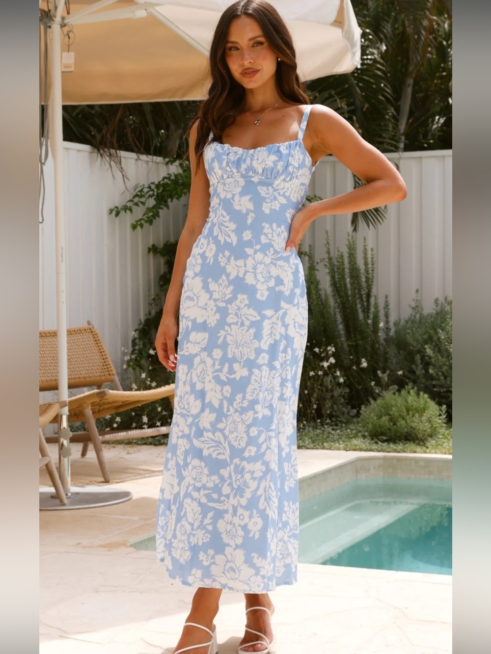 Billy J Margo Midi Dress Light Blue & White Floral